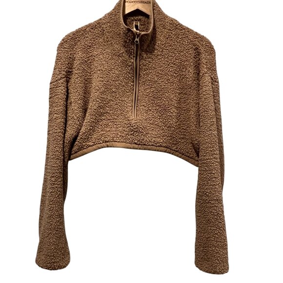 SKIMS Cozy Knit Cropped Pullover, Camel, S/M - Picture 2 of 9